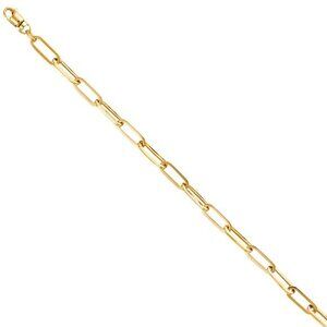 New 5.5mm 14K Solid Gold Paperclip Bracelet 7.5” inches